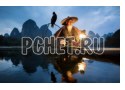 Отражение, азия, фонарь, птица, вечер, вода, силуэт, рыбак, холм Отражение, азия, фонарь, птица, вечер, вода, силуэт, рыбак, холм