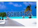 Курорт, небо, куст, пальма, пристань, тень, океан, песок, горизонт, люди Курорт, небо, куст, пальма, пристань, тень, океан, песок, горизонт, люди
